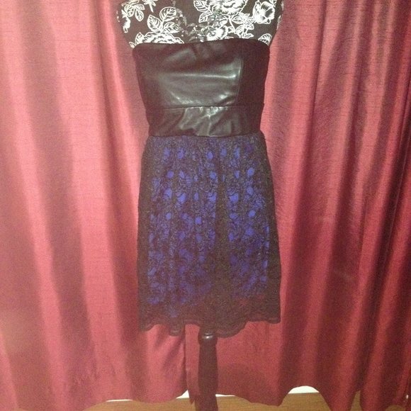 NWOT Black&Blue Lace Strapless Dress By Speechless - Picture 14 of 16